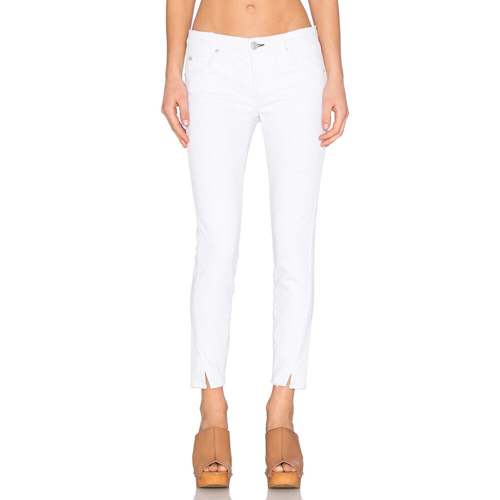 AMO Denim The Twist Jeans Sea Salt Size 8‎ 29 Off White Distressed Slit Ankle